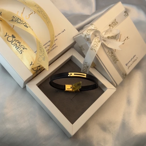 تصویر دوم دستبند طلا چرم مردانه L149